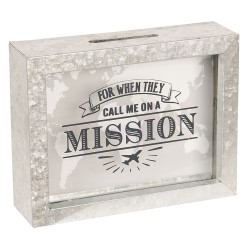 Clayre & Eef Tirelire 18x5x14 cm Gris Métal Verre Rectangle Mission