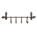 Clayre & Eef Wall Coat Rack 4 Hooks 49x8x13 cm Brown Iron