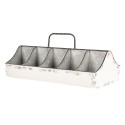 Clayre & Eef Boîte de compartiments 10 compartiments 50x26x23 cm Blanc Fer Rectangle