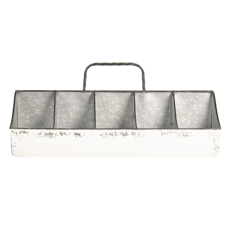 Clayre & Eef Fächerbox 10 Fächer 50x26x23 cm Weiß Eisen Rechteck