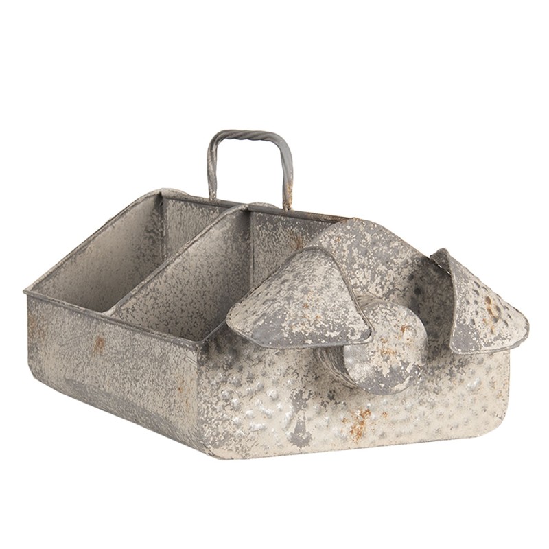 Clayre & Eef Boîte de compartiments 4 compartiments 45x24x20 cm Gris Fer Rectangle Cochon