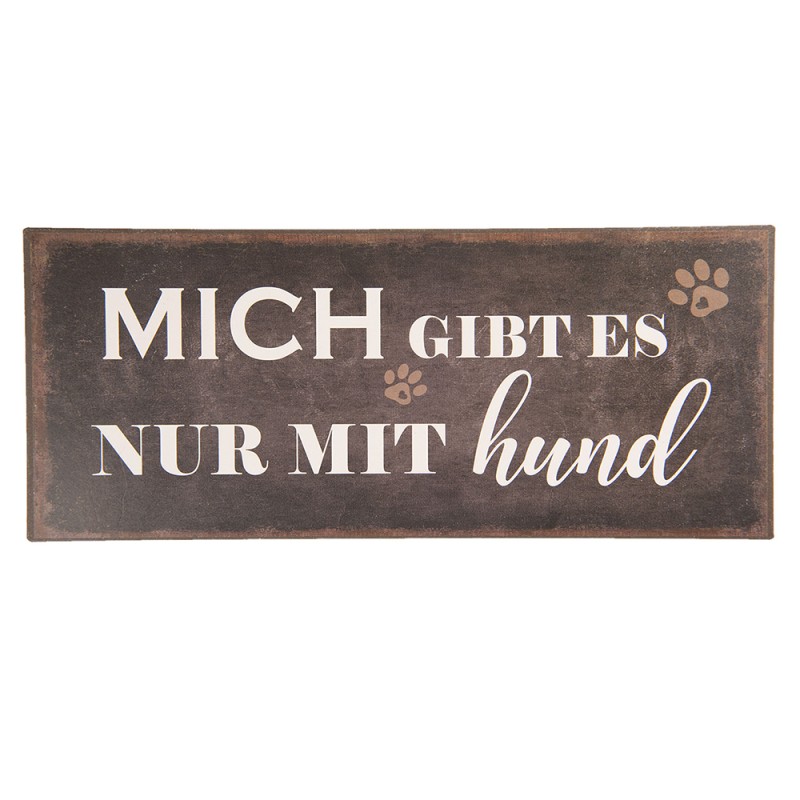 Clayre & Eef Textschild 30x13 cm Schwarz Metall Rechteck