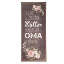 Clayre & Eef Tekstbord  13x30 cm Zwart Metaal Rechthoek Bloemen Mütter Oma