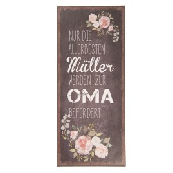 Clayre & Eef Tekstbord  13x30 cm Zwart Metaal Rechthoek Bloemen Mütter Oma