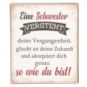Clayre & Eef Targhetta con testo 13x15 cm Beige Metallo Rettangolo Schwester