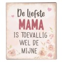 Clayre & Eef Plaque de texte 13x15 cm Beige Métal Rectangle Liefste Mama