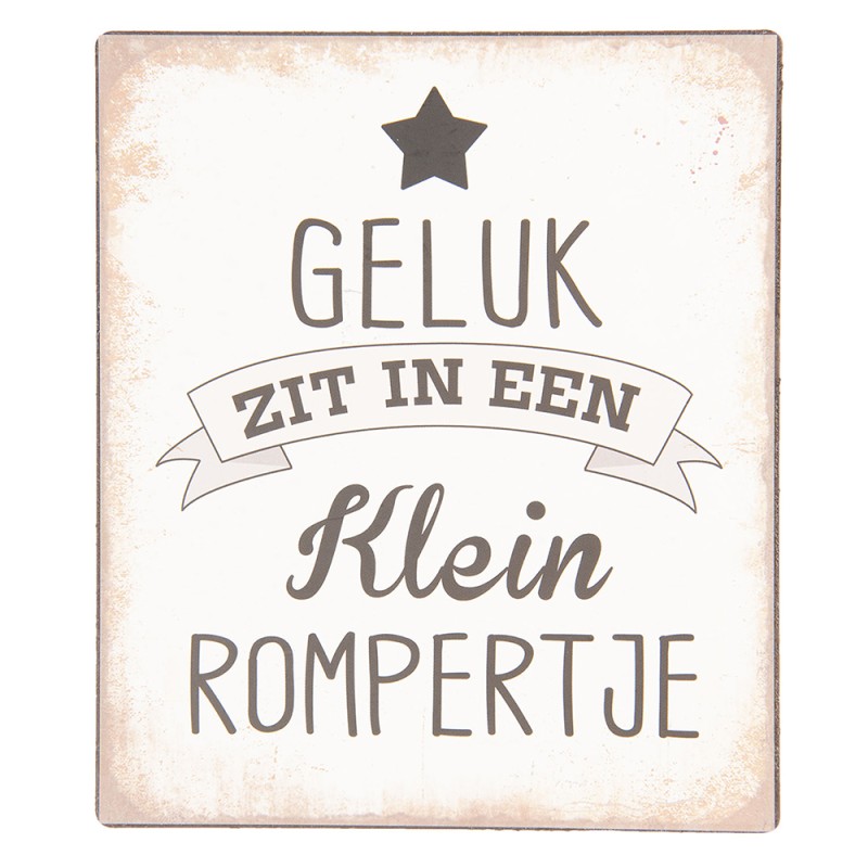Clayre & Eef Textschild 13x15 cm Beige Metall Rechteck