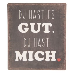 Clayre & Eef Textschild 13x15 cm Schwarz Metall Rechteck