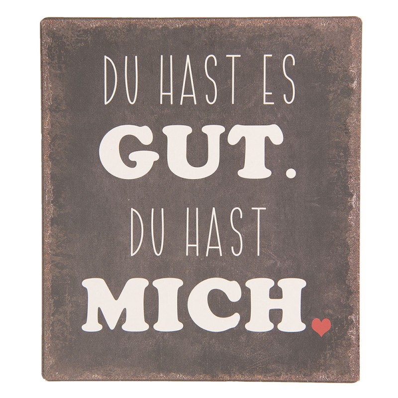 Clayre & Eef Textschild 13x15 cm Schwarz Metall Rechteck