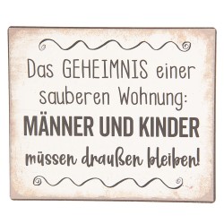 Clayre & Eef Tekstbord  15x13 cm Wit Zwart Metaal Rechthoek