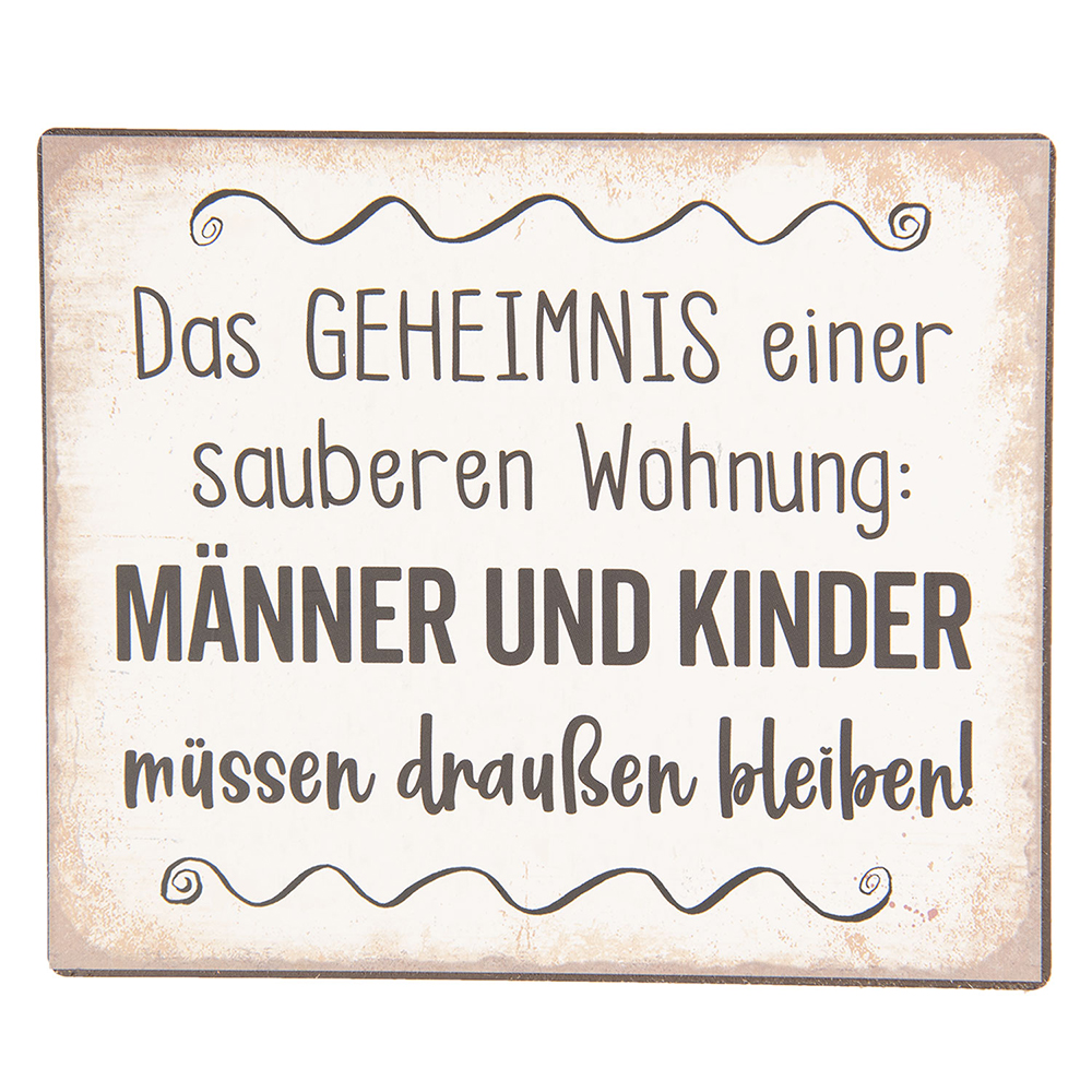 Clayre&Eef Tekstbord 15x13 cm Wit Zwart Metaal afbeelding