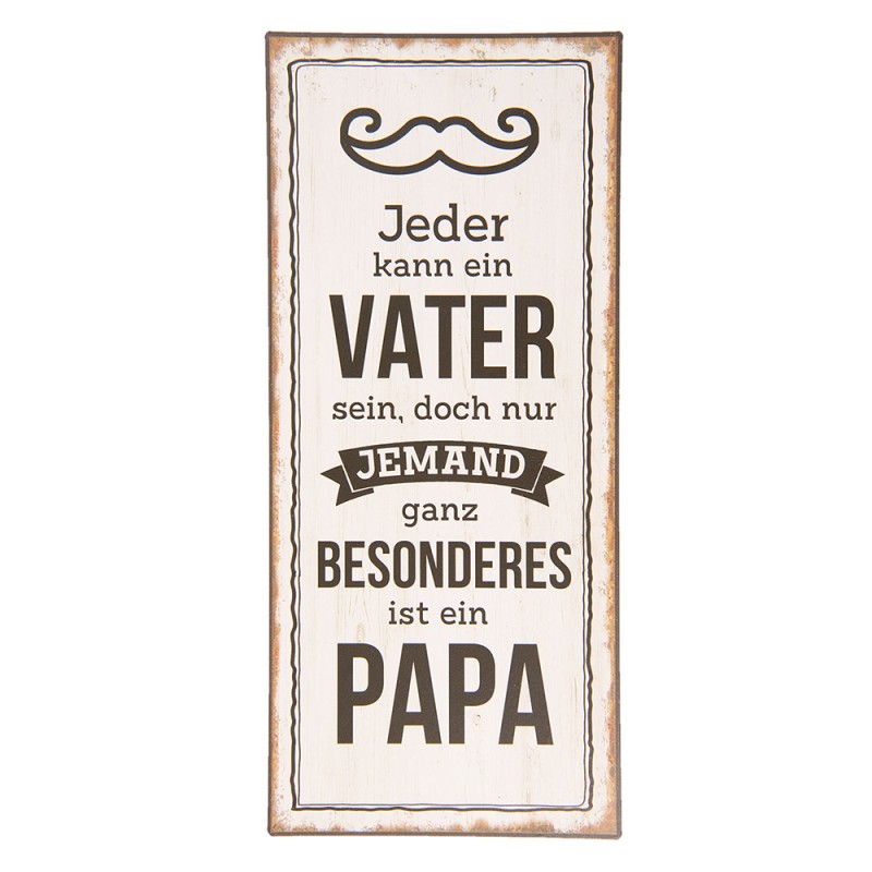 Clayre & Eef Targhetta con testo 13x30 cm Bianco Nero Metallo Rettangolo