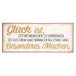 Clayre & Eef Textschild 13x30 cm Beige Gelb Metall Rechteck
