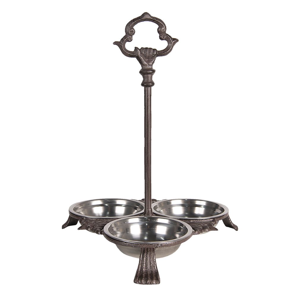 Clayre&Eef Voerbak hond 3x500 ml Bruin IJzer afbeelding