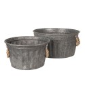 Clayre & Eef Decorative Bucket Set of 2 Grey Iron Round