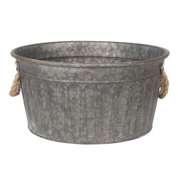 Clayre & Eef Decorative Bucket Set of 2 Grey Iron Round