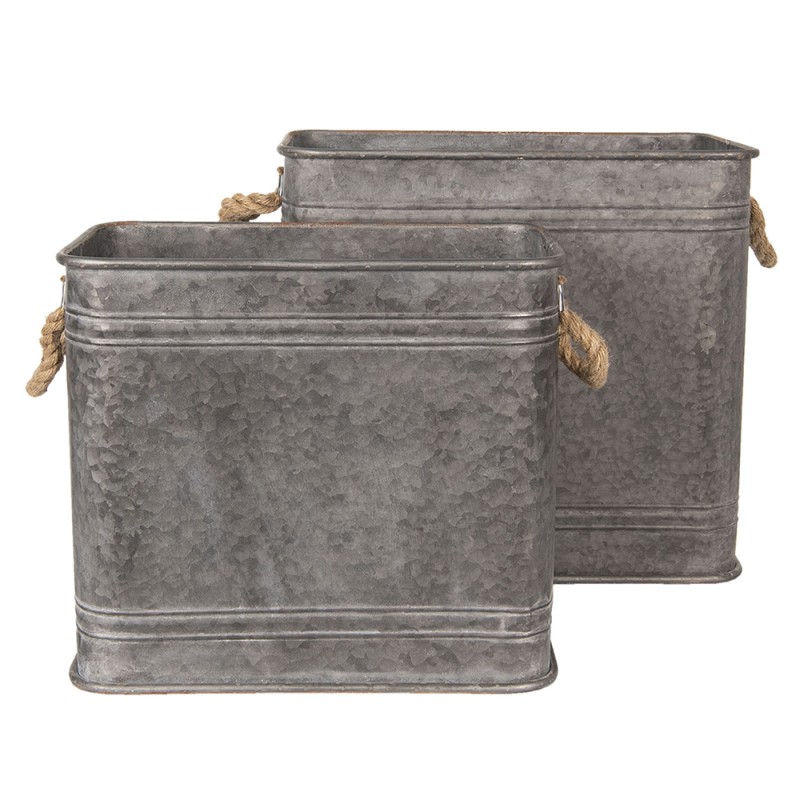 Clayre & Eef Decoratie Zinken Teil Set van 2  Grijs Metaal Vierkant