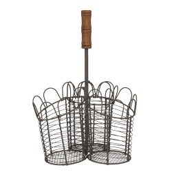 Clayre & Eef Bottle Holder 23x14x34 cm Brown Iron Round