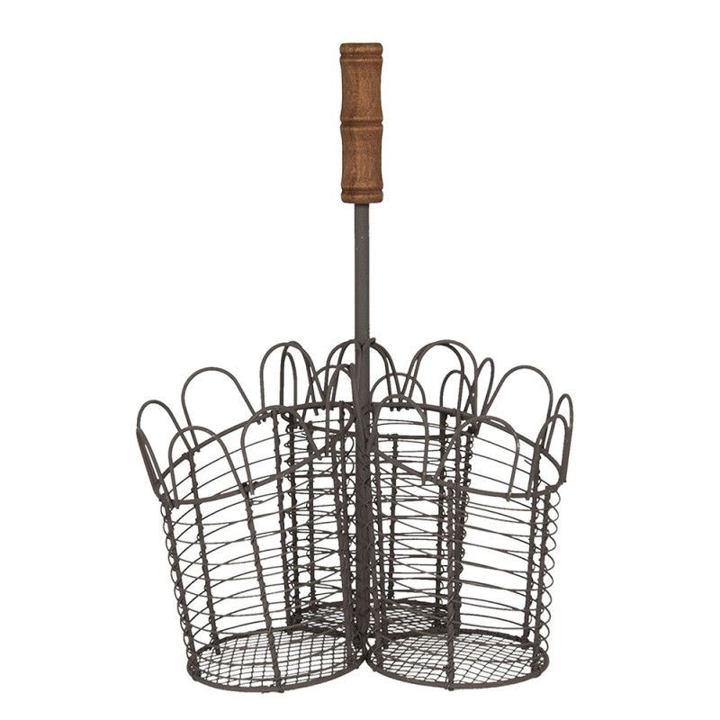 Clayre & Eef Bottle Holder 23x14x34 cm Brown Iron Round