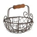 Clayre & Eef Cesto per riporre Ø 11x11 cm Marrone Ferro Legno Rotondo