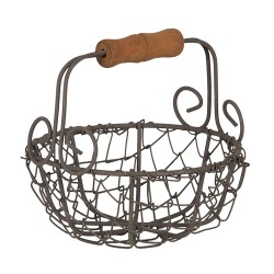 Clayre & Eef Cesto per riporre Ø 11x11 cm Marrone Ferro Legno Rotondo