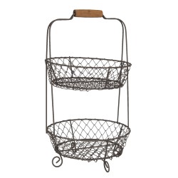 Clayre & Eef Porta pasticceria a 2 piani Ø 24x36 cm Nero Ferro Rotondo