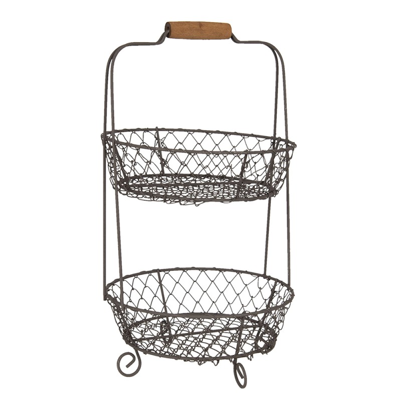 Clayre & Eef Porta pasticceria a 2 piani Ø 24x36 cm Nero Ferro Rotondo
