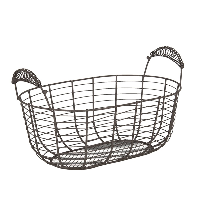 Clayre & Eef Storage Basket Set of 2 Brown Iron Round