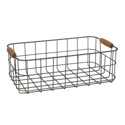 Clayre & Eef Aufbewahrungskorb 34x20x11 cm Braun Eisen Holz Rechteck