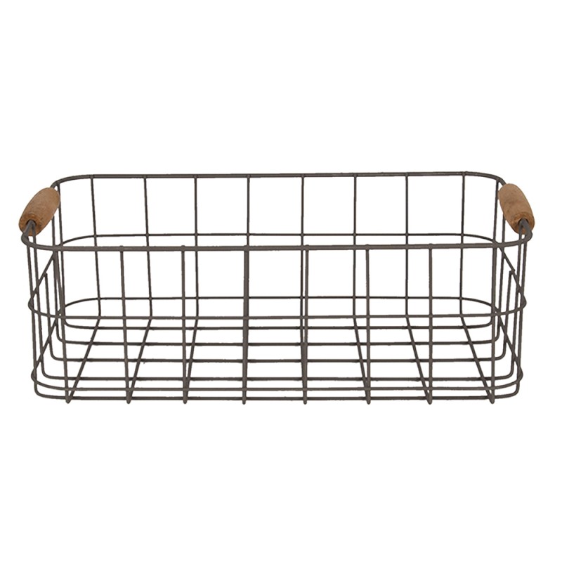 Clayre & Eef Aufbewahrungskorb 34x20x11 cm Braun Eisen Holz Rechteck