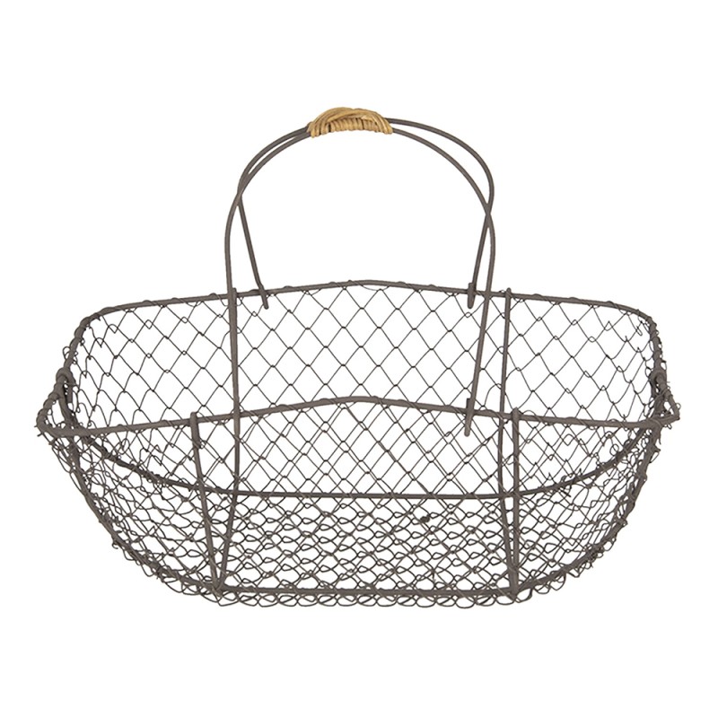 Clayre & Eef Basket Brown Iron Wood Rectangle