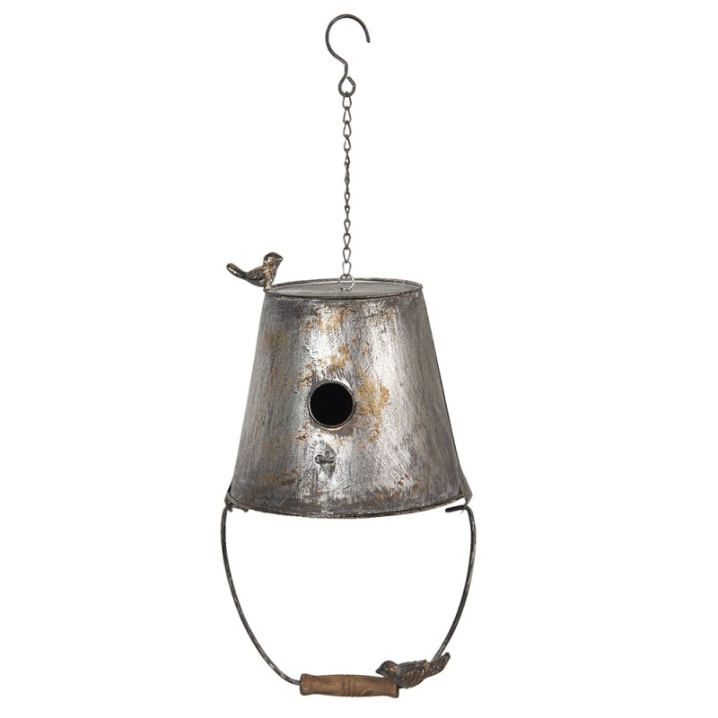 Clayre & Eef Nichoir Seau 25x25x60 cm Gris Métal Rond