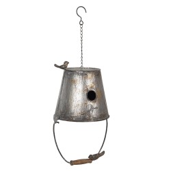 Clayre & Eef Vogelhuis Emmer 25x25x60 cm Grijs Metaal Rond