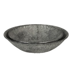 Clayre & Eef Scodella per zuppa set di 2 Grigio Metallo Rotondo