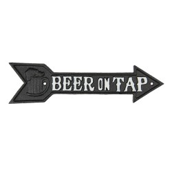Clayre & Eef Tekstbord  32x8 cm Bruin Ijzer Beer On Tap