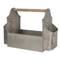 Clayre & Eef Decorazione della scatola degli attrezzi da giardino 50x26x23 cm Grigio Ferro Rettangolo
