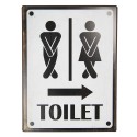 Clayre & Eef Plaque de texte 26x35 cm Blanc Noir Métal Rectangle Toilet