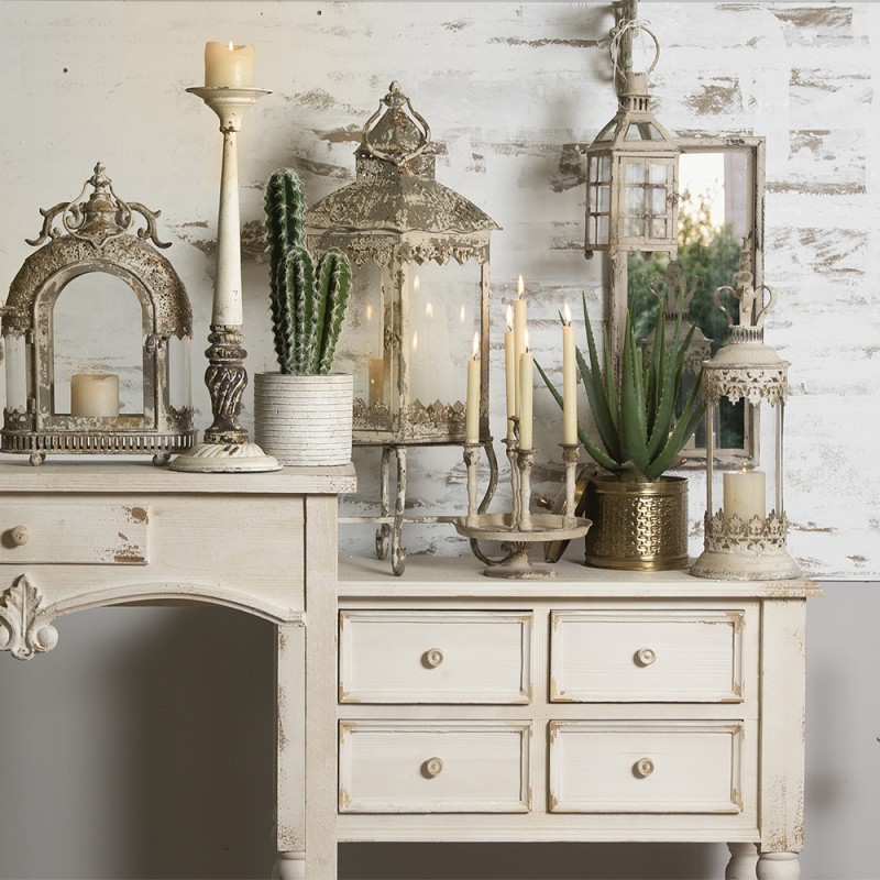 Clayre & Eef Lanterne Ø 17x55 cm Beige Fer