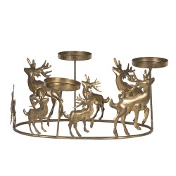 Clayre & Eef Teelichthalter Rentiere 34x22x16 cm Goldfarbig Metall