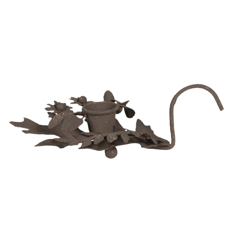 Clayre & Eef Candelabro 13x9x3 cm Marrone Ferro Foglie