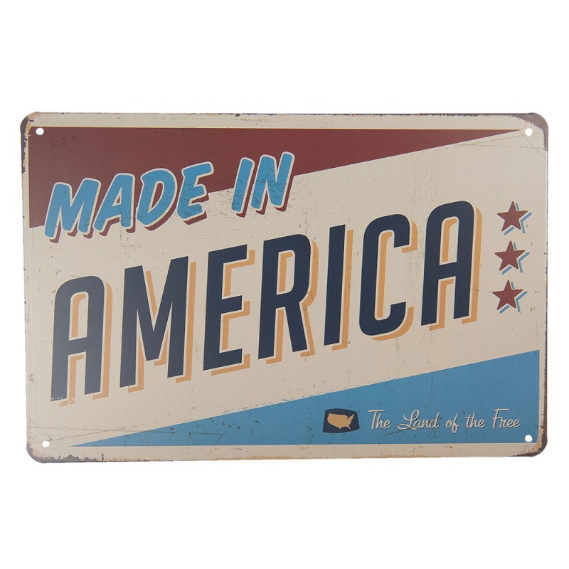 Clayre & Eef Plaque de texte 30x20 cm Blanc Fer Rectangle