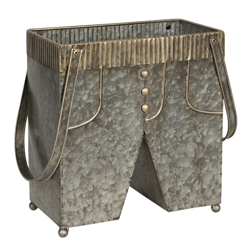 Clayre & Eef Plant Holder 28x15x30/50 cm Grey Iron Rectangle