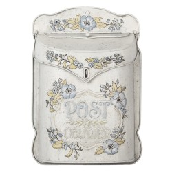 Clayre & Eef Buca delle lettere 27x8x39 cm Beige Blu  Metallo Rettangolo Fiori  Post