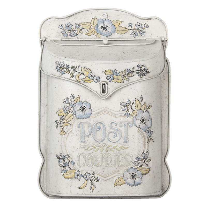 Clayre & Eef Brievenbus  27x8x39 cm Beige Blauw Metaal Rechthoek Bloemen Post