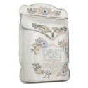 Clayre & Eef Mailbox 27x8x39 cm Beige Blue Metal Rectangle Flowers Post