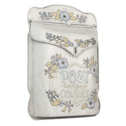 Clayre & Eef Brievenbus  27x8x39 cm Beige Blauw Metaal Rechthoek Bloemen Post