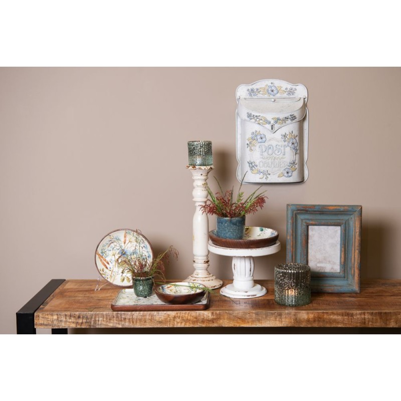 Clayre & Eef Buca delle lettere 27x8x39 cm Beige Blu  Metallo Rettangolo Fiori  Post