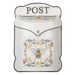 Clayre & Eef Brievenbus  27x8x39 cm Wit Geel Metaal Rechthoek Bij Post