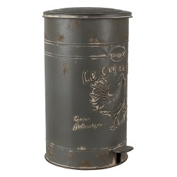 Clayre & Eef Treteimer Ø 27x45 cm Grau Metall Rund Hahn