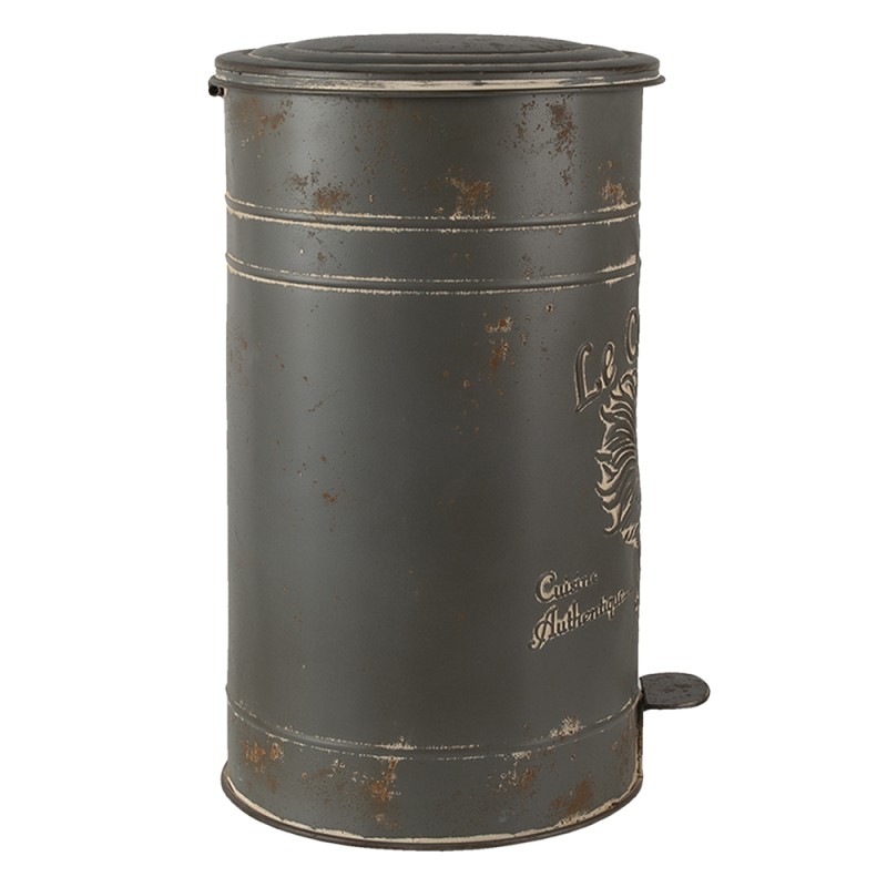 Clayre & Eef Pedal Bin Ø 27x45 cm Grey Metal Round Rooster